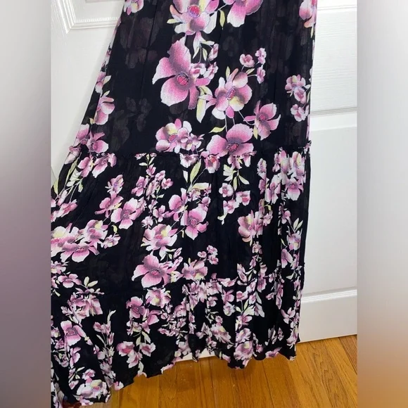 Free People Garden Party Floral Maxi Dress XS, Boho, Orchids, Whimsigoth NWT - Picture 4 of 7